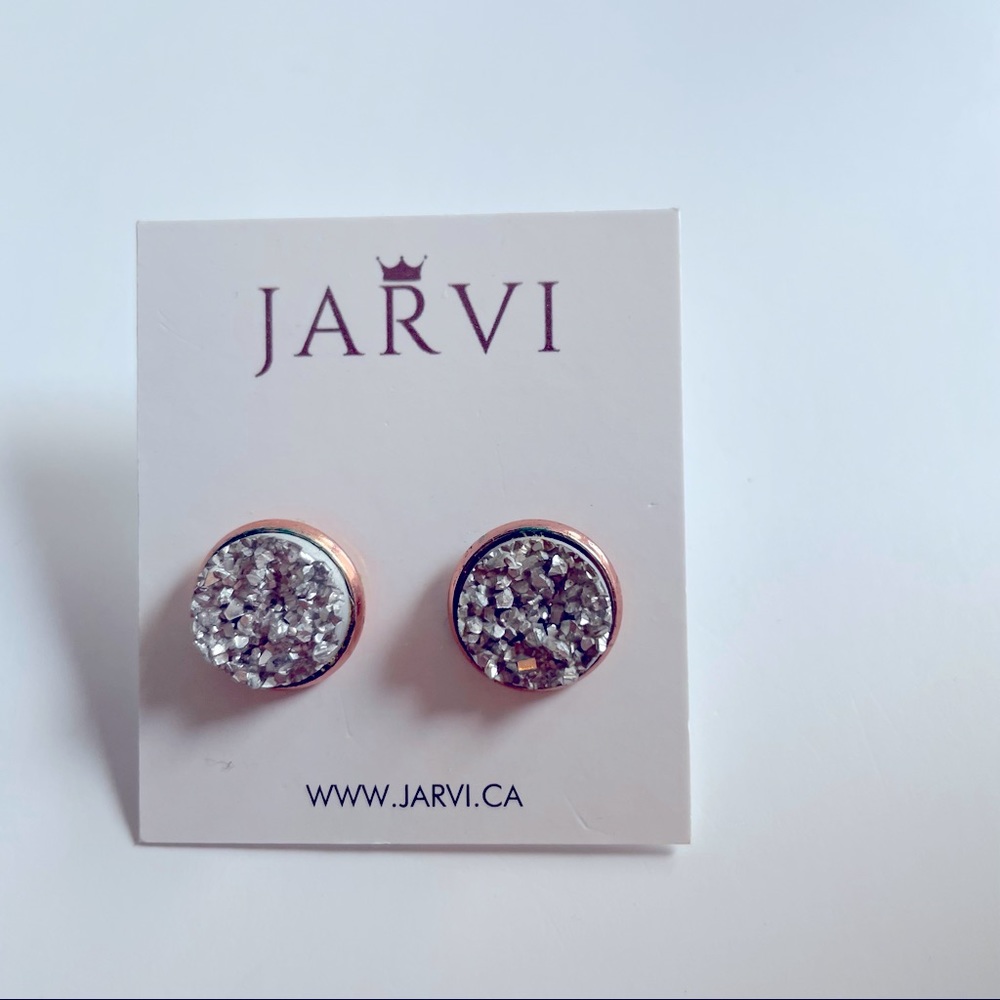 Newborn feathers earrings silver with rose gold setting